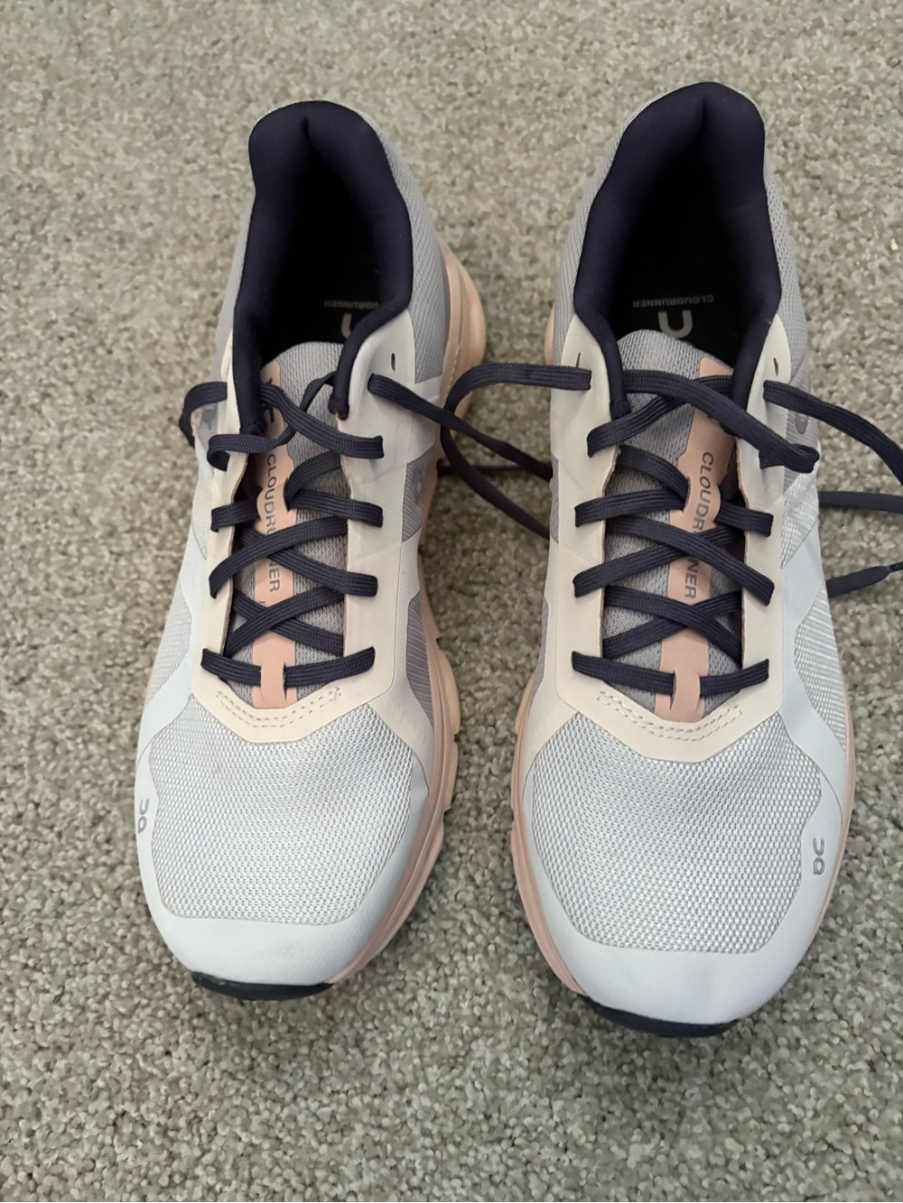 On Running Women's Athletic Sneakers in Light Gray and Blush